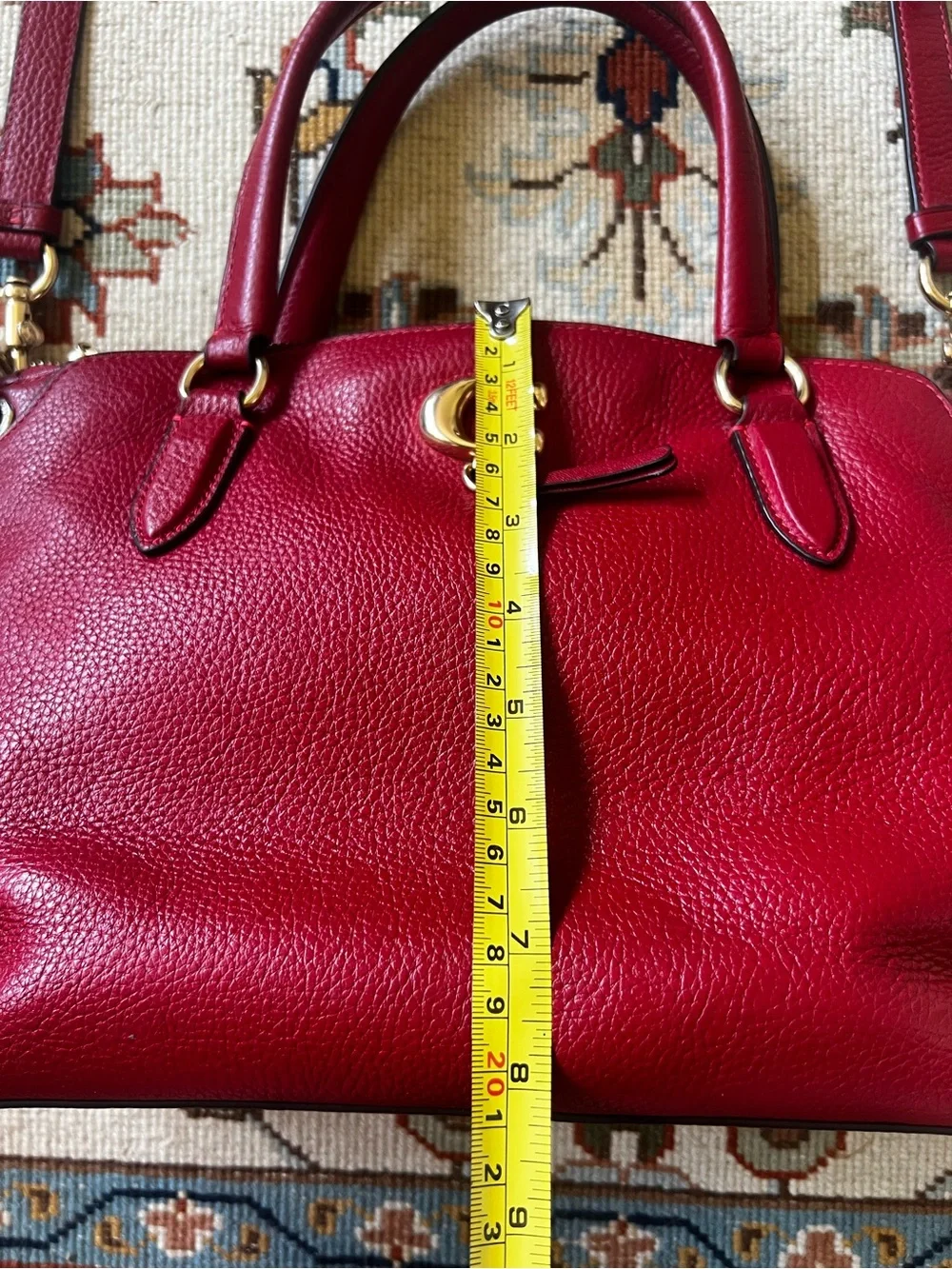 Coach Pebbled Leather Remi Satchel in Red with Detachable Strap